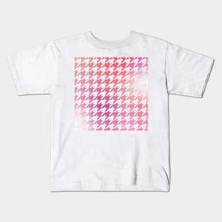 Houndstooth Pattern Pretty in Pink Gradient Kids T-Shirt